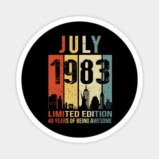 Made In 1983 July 40 Years Of Being Awesome Magnet